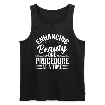 Expert in Plastic Surgery for Improvement - Men's Premium Organic Tank Top - black - Front - AI Model Male 178 light (178cm)