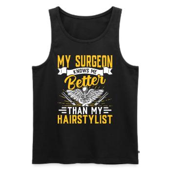 Plastic surgeon knows me better Expert in - Men's Premium Organic Tank Top - black - Front - Michal (187cm)