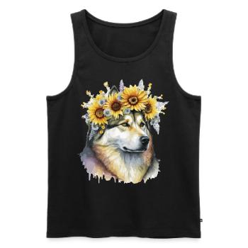 Mignon Alaskan Malamute Sunflower Dog Breed Pet Pupp - Débardeur bio Premium Homme - noir - Devant - Michal (187cm)