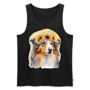 Mignon Berger Australien Berger Australien Tournesol Chien Bree - Débardeur bio Premium Homme - noir - Devant - Michal (187cm)
