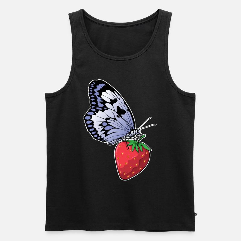 Fraise papillon - Débardeur bio Premium Homme - noir