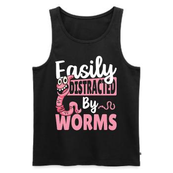 Easily Distracted By Worms Worm Farming - Men's Premium Organic Tank Top - black - Front - AI Model Male 178 light (178cm)