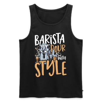 Barista donne un barista avec style - Débardeur bio Premium Homme - noir - Devant - AI Model Male 178 light (178cm)