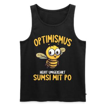Optimismus heißt umgekehrt Sumsi Mit Po - Männer Premium Bio Tank Top - Schwarz - Vorne - AI Model Male 178 light (178cm)