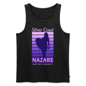 Nazare Surfer Girl Portugal Silver Coast - Men's Premium Organic Tank Top - black - Front - AI Model Male 178 light (178cm)