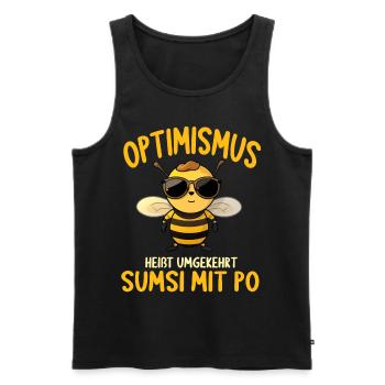 Optimismus heißt umgekehrt Sumsi Mit Po - Männer Premium Bio Tank Top - Schwarz - Vorne - AI Model Male 178 light (178cm)