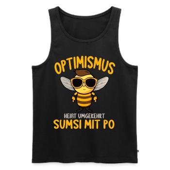 Optimismus heißt umgekehrt Sumsi Mit Po - Männer Premium Bio Tank Top - Schwarz - Vorne - AI Model Male 178 light (178cm)