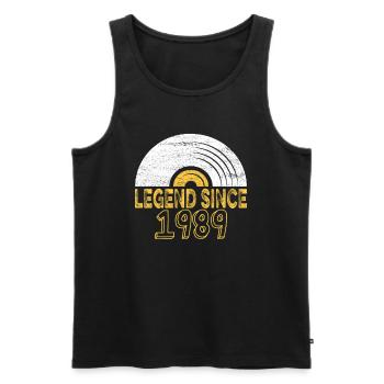 1989 Birthday Vinyl Legend depuis - Débardeur bio Premium Homme - noir - Devant - AI Model Male 178 light (178cm)