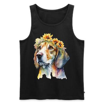 Cute Beagle Sunflower Dog Breed Pet Puppy - Men's Premium Organic Tank Top - black - Front - Michal (187cm)
