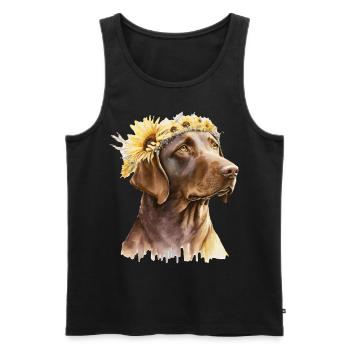 Mignon brun Labrador Retriever Sunflower Dog Breed - Débardeur bio Premium Homme - noir - Devant - AI Model Male 178 light (178cm)
