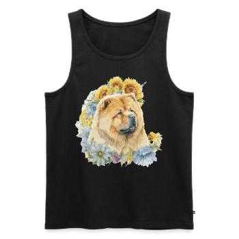 Cute Chow Chow Sunflower Dog Breed Pet Puppy - Men's Premium Organic Tank Top - black - Front - Michal (187cm)