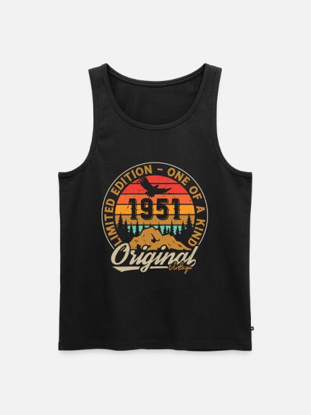 Vintage 1951 Original Retro Vintage Cumpleaños - Camiseta de tirantes ecológica prémium para hombre - negro