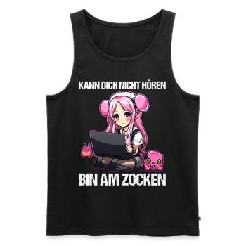 Gaming Konsole PC Zockerin Mädchen Gamer Girl - Männer Premium Bio Tank Top - Schwarz - Vorne - AI Model Male 178 light (178cm)