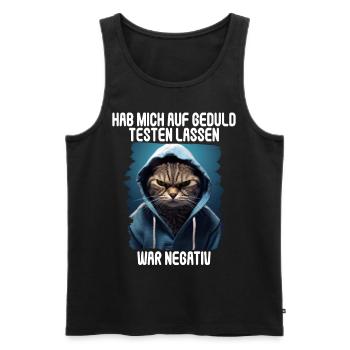 Hab mich auf Geduld testen lassen war bin negativ - Männer Premium Bio Tank Top - Schwarz - Vorne - Michal (187cm)