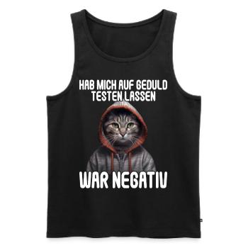 Hab mich auf Geduld testen lassen war bin negativ - Männer Premium Bio Tank Top - Schwarz - Vorne - Michal (187cm)