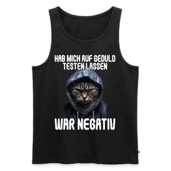 Hab mich auf Geduld testen lassen war bin negativ - Männer Premium Bio Tank Top - Schwarz - Vorne - Michal (187cm)