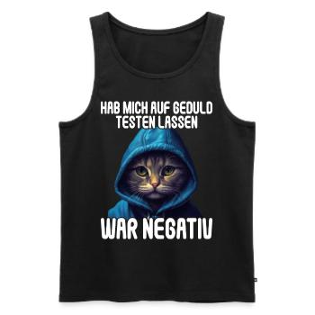 Hab mich auf Geduld testen lassen war bin negativ - Männer Premium Bio Tank Top - Schwarz - Vorne - Michal (187cm)