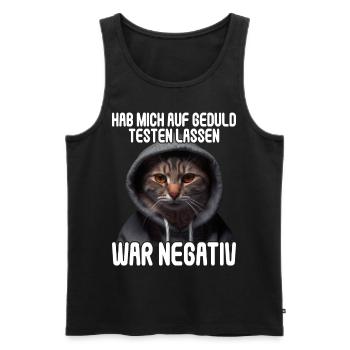 Hab mich auf Geduld testen lassen war bin negativ - Männer Premium Bio Tank Top - Schwarz - Vorne - Michal (187cm)