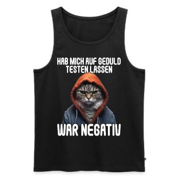 Hab mich auf Geduld testen lassen war bin negativ - Männer Premium Bio Tank Top - Schwarz - Vorne - Michal (187cm)