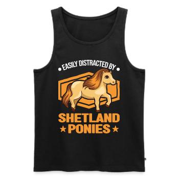 Easily distracted by Shetland Ponies Shetty - Männer Premium Bio Tank Top - Schwarz - Vorne - AI Model Male 178 light (178cm)