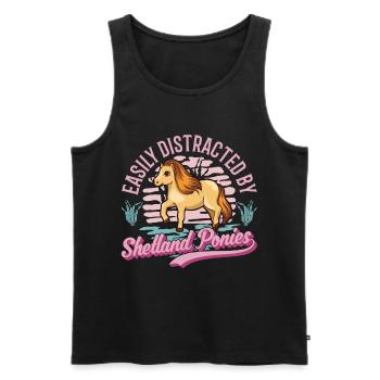 Easily distracted by Shetland Ponies Shetty - Männer Premium Bio Tank Top - Schwarz - Vorne - AI Model Male 178 light (178cm)