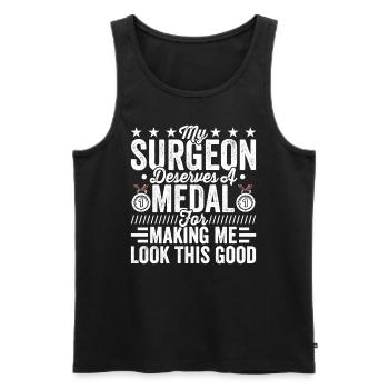 Plastic surgeon deserves medal - Men's Premium Organic Tank Top - black - Front - Michal (187cm)