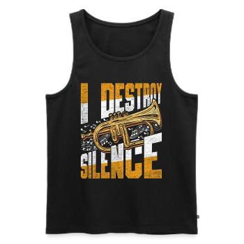 Trompetenspieler Trompeter I Destroy Silence - Männer Premium Bio Tank Top - Schwarz - Vorne - Michal (187cm)