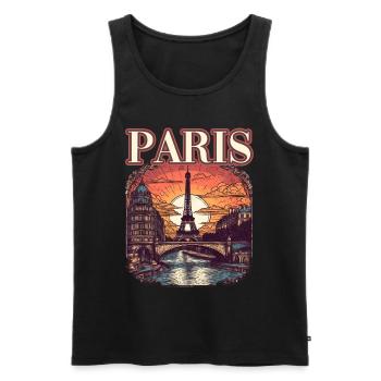 Paris Eiffelturm Bonjour Souvenirs - Männer Premium Bio Tank Top - Schwarz - Vorne - Michal (187cm)