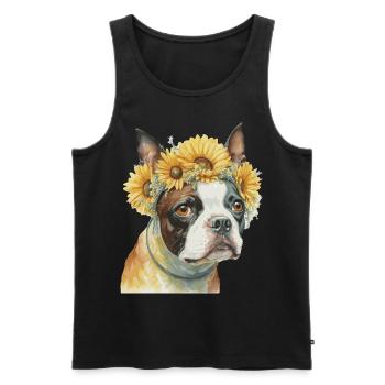 Mignon Boston Terrier Sunflower Dog Breed Pet Puppy - Débardeur bio Premium Homme - noir - Devant - Michal (187cm)