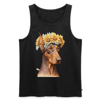 Mignon Doberman Sunflower Dog Breed Pet Puppy - Débardeur bio Premium Homme - noir - Devant - Michal (187cm)