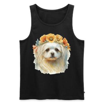 Mignon chiot de race de chien de tournesol maltais chiot - Débardeur bio Premium Homme - noir - Devant - Michal (187cm)