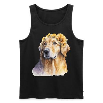 Cute Golden Retriever Sunflower Dog Breed Pet Pupp - Men's Premium Organic Tank Top - black - Front - Michal (187cm)