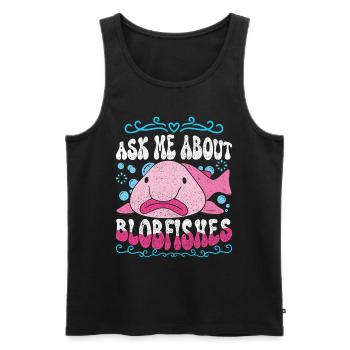 Blobfisch Posez-moi des questions sur les blobfishes - Débardeur bio Premium Homme - noir - Devant - Michal (187cm)