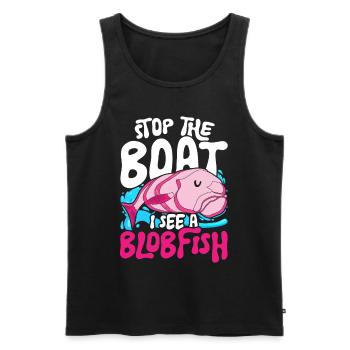 Blobfisch Arrêtez le bateau Je vois un Blobfish - Débardeur bio Premium Homme - noir - Devant - AI Model Male 178 light (178cm)