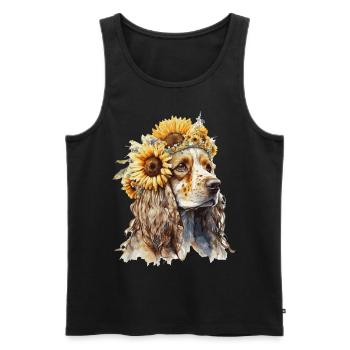 Mignon anglais cocker épagneul tournesol chien race pe - Débardeur bio Premium Homme - noir - Devant - Michal (187cm)
