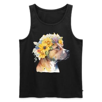 Mignon Staffordshire Bull Terrier Sunflower Dog Race - Débardeur bio Premium Homme - noir - Devant - Michal (187cm)