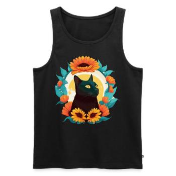 Cute Bombay Sunflower Cat Breed Pet Kitten - Men's Premium Organic Tank Top - black - Front - AI Model Male 178 light (178cm)