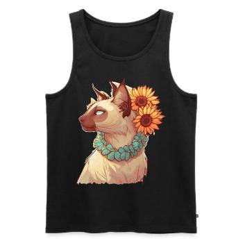Cute Balinese Sunflower Cat Breed Pet Kitten - Men's Premium Organic Tank Top - black - Front - AI Model Male 178 light (178cm)