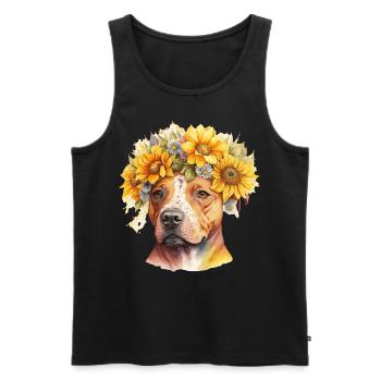 Mignon Staffordshire Bull Terrier Sunflower Dog Race - Débardeur bio Premium Homme - noir - Devant - Michal (187cm)