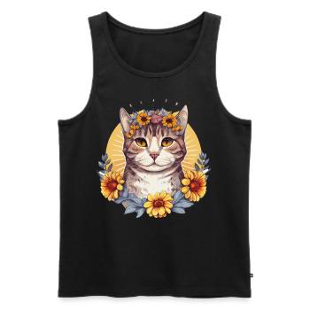 Cute American Wirehair Sunflower Cat Breed Pet Kit - Men's Premium Organic Tank Top - black - Front - Michal (187cm)