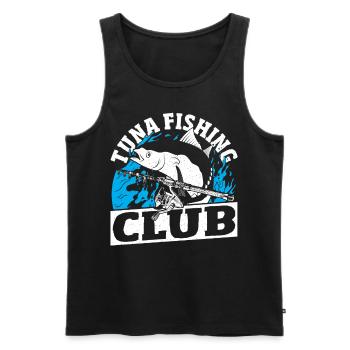Club de pêche au thon Thon - Débardeur bio Premium Homme - noir - Devant - AI Model Male 178 light (178cm)