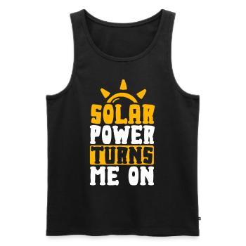 L’énergie solaire me tourne vers les énergies renouvelables - Débardeur bio Premium Homme - noir - Devant - AI Model Male 178 light (178cm)