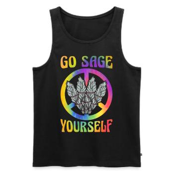 Hippie Peace Groovy - Débardeur bio Premium Homme - noir - Devant - Michal (187cm)
