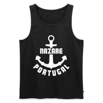 Nazare Fishing Point Anchor Harbor - Men's Premium Organic Tank Top - black - Front - AI Model Male 178 light (178cm)