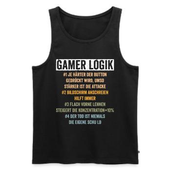 Gamer Logik Gaming Zocken - Männer Premium Bio Tank Top - Schwarz - Vorne - Michal (187cm)