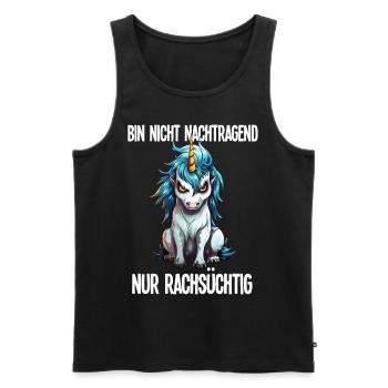 Nicht Nachtragend - Rachsüchtig Sarkasmus Einhorn - Männer Premium Bio Tank Top - Schwarz - Vorne - Michal (187cm)