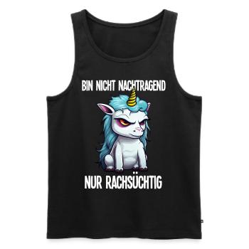 Einhorn Spruch Nicht Nachtragend Nur Rachsüchtig - Männer Premium Bio Tank Top - Schwarz - Vorne - Michal (187cm)