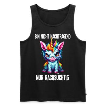 Nicht Nachtragend - Rachsüchtig Buntes Einhorn - Männer Premium Bio Tank Top - Schwarz - Vorne - Michal (187cm)