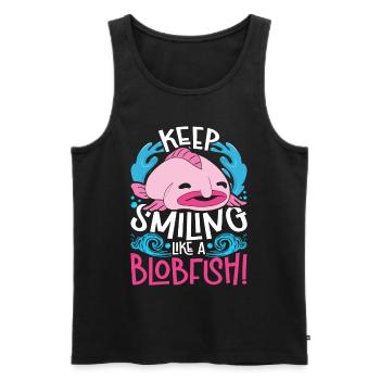 Blobfisch garde le sourire comme un blobfish - Débardeur bio Premium Homme - noir - Devant - Michal (187cm)