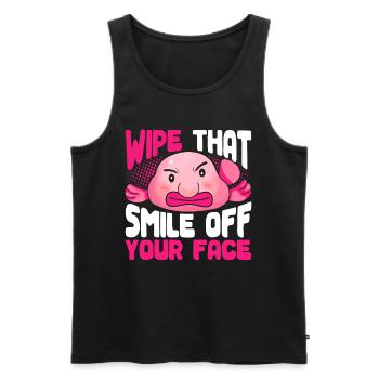 Blobfisch Wipe That Smile Off Your Face - Men's Premium Organic Tank Top - black - Front - AI Model Male 178 light (178cm)